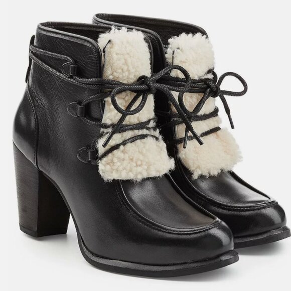 UGG Annalise Exposed Fur Ankle Heel Boots (NWB) - Picture 1 of 8